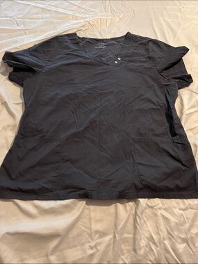 Women’s Black V-Neck Scrub Top - Classic Work Shirt